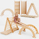 4in1 Montessori Climbing Frame Set: Triangle Ladder + Climbing Arch + Slide Board + Cushion Beige