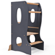 Stable Montessori Tower – Wooden Growing Chair with Cut-Out Handles – Grey