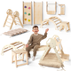 5in1 Montessori Climbing Frame: Pikler Triangle + Arch + Slide Board + Art Addition + Cushion for Toddlers (1–3 Years)