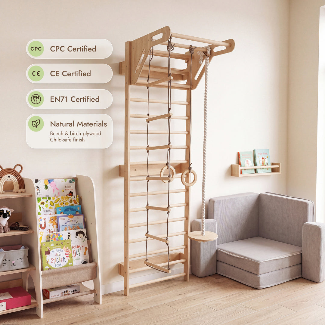 5-in-1 Swedish Wall Bars XL with Pull-Up Bar & 3-in-1 Swing Set