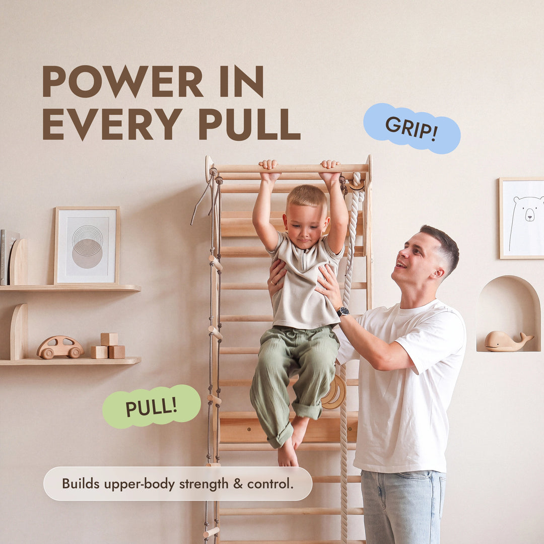 5-in-1 Swedish Wall Bars XL with Pull-Up Bar & 3-in-1 Swing Set