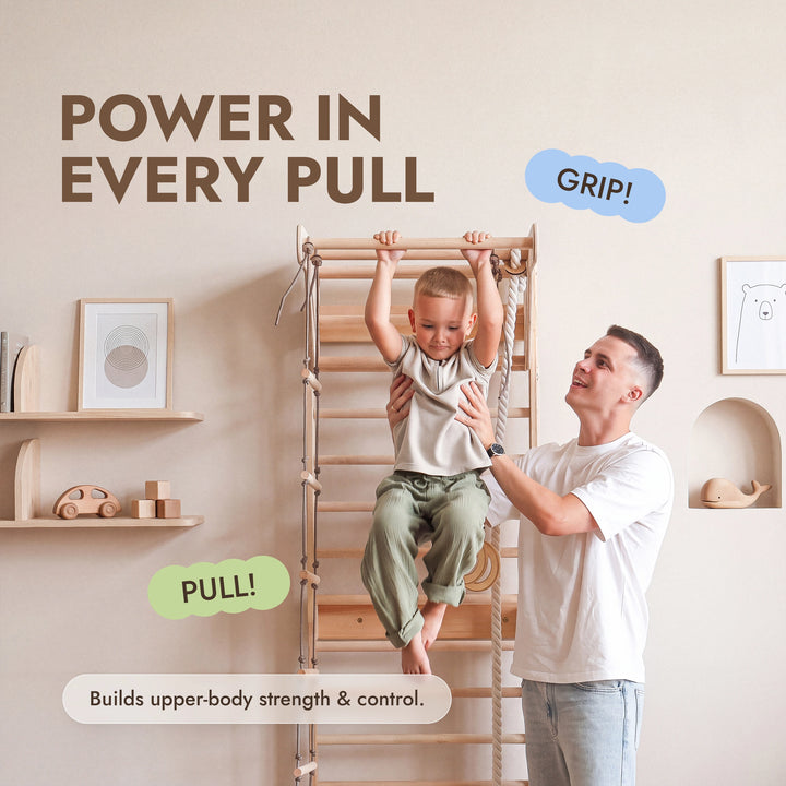 5-in-1 Swedish Wall Bars XL with Pull-Up Bar & 3-in-1 Swing Set