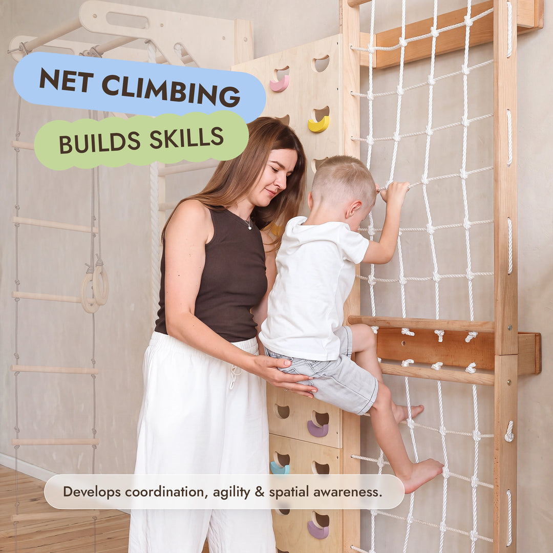 Swedish Wall Extension: Climbing Wall & Net
