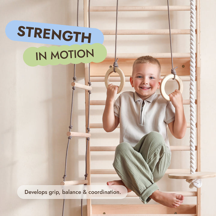 5-in-1 Swedish Wall Bars XL with Pull-Up Bar & 3-in-1 Swing Set