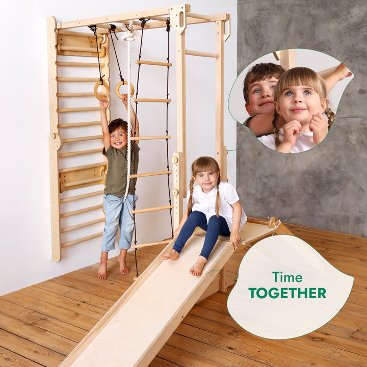 7in1 Swedish Walls + Monkey Bars + Swing Set + Slide Board + Ramp
