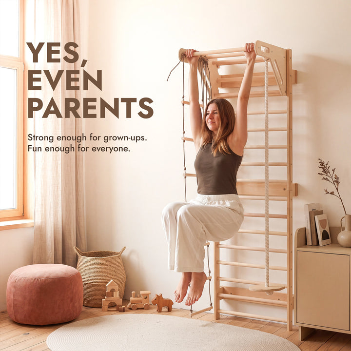 5-in-1 Swedish Wall Bars XL with Pull-Up Bar & 3-in-1 Swing Set