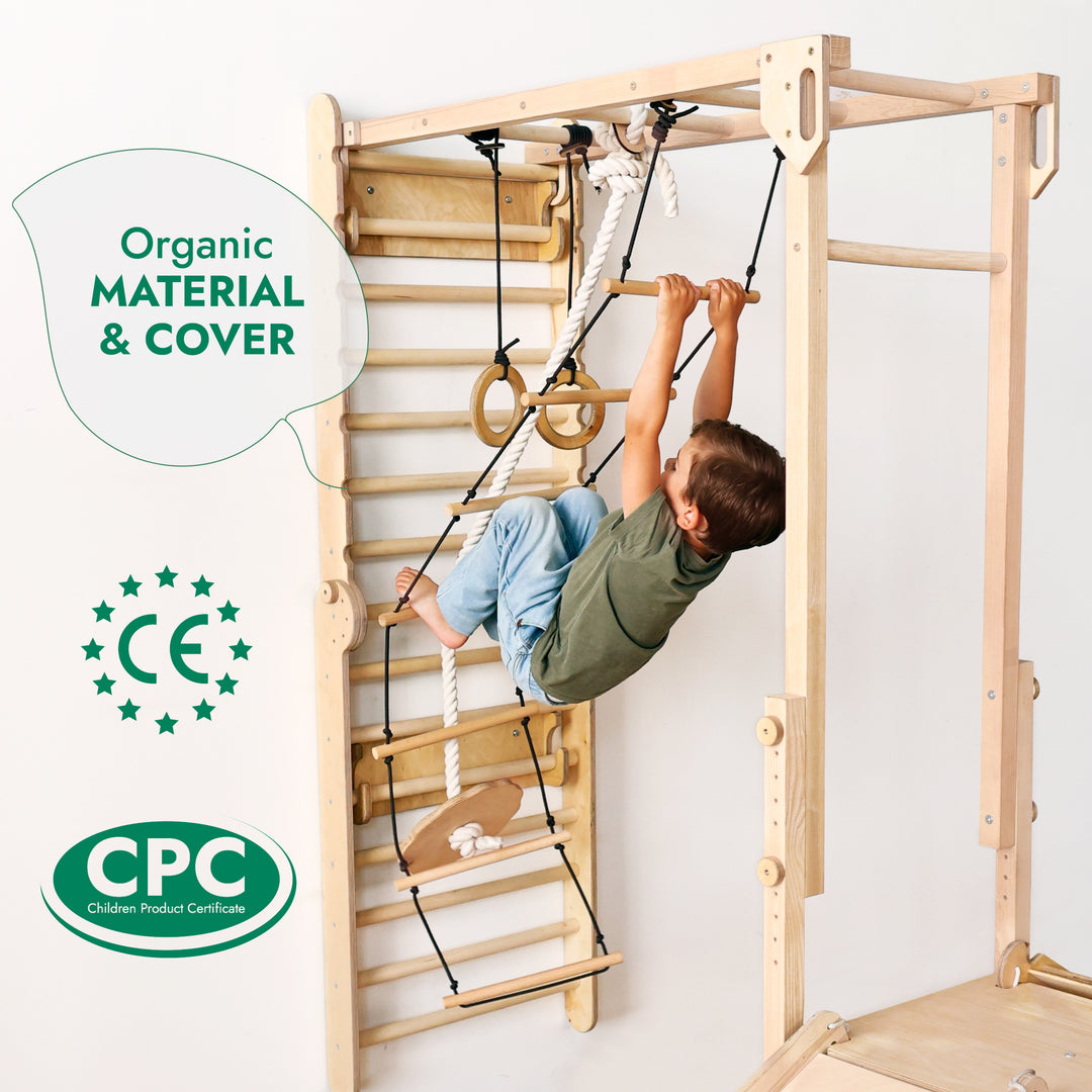 7in1 Swedish Walls + Monkey Bars + Swing Set + Slide Board + Ramp