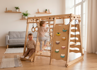 6in1 Indoor Playground for Toddlers - Playground + Swings Set + Slide Board + Rope + Stairs