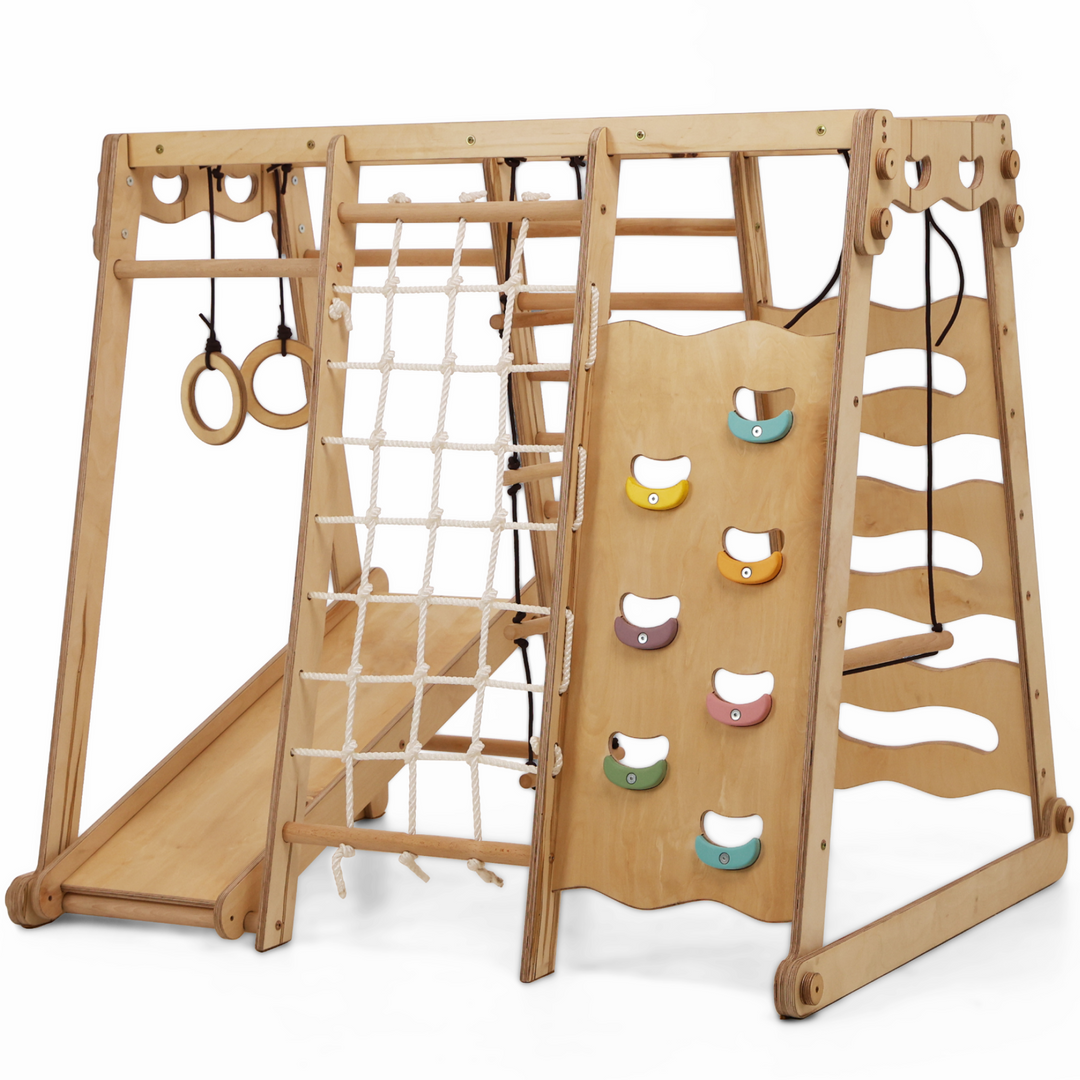6in1 Wooden Climbing Frame – Toddler Playground with Swing Slide