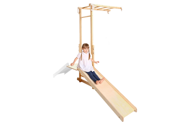 7-in-1 Indoor Climbing Frame for Kids: Wall Bars, Rock Wall, Net, Pull-Up Bar, 3-in-1 Swing Set