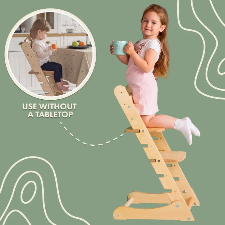 Growing Chair for Kids - Kitchen Helper with Tabletop – Beige