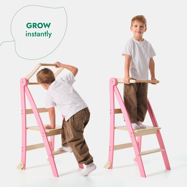 Helper Tower: A Multi-functional Foldable Step Stool for Kids - Pink