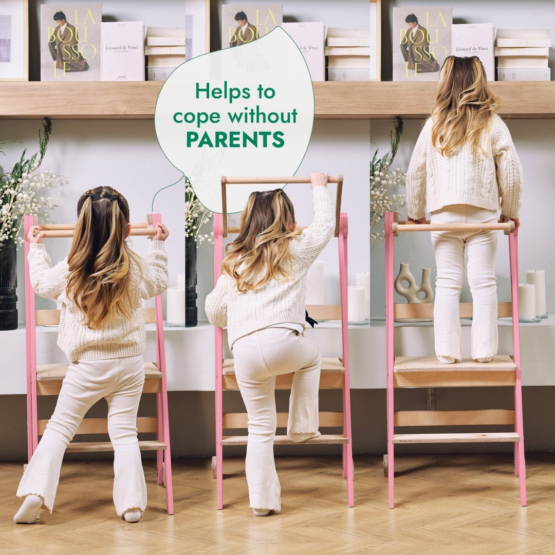 Helper Tower: A Multi-functional Foldable Step Stool for Kids - Pink