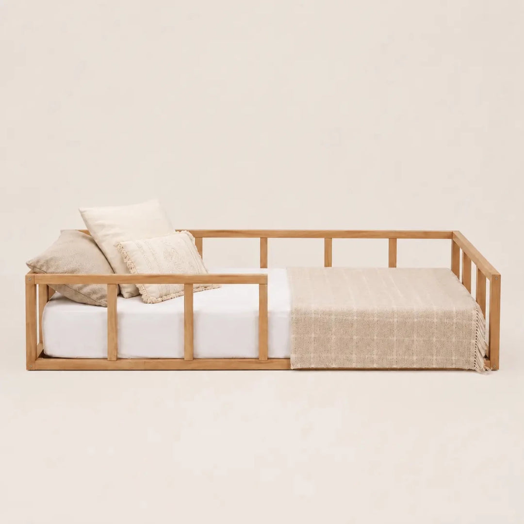 Single Montessori Floor Bed with Guard Rails – Wooden Bed for Toddlers & Kids