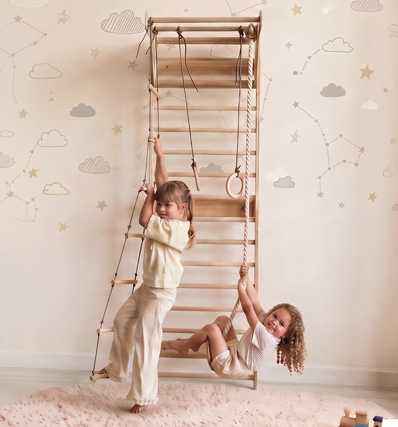 5-in-1 Swedish Wall Bars XL with Pull-Up Bar & 3-in-1 Swing Set