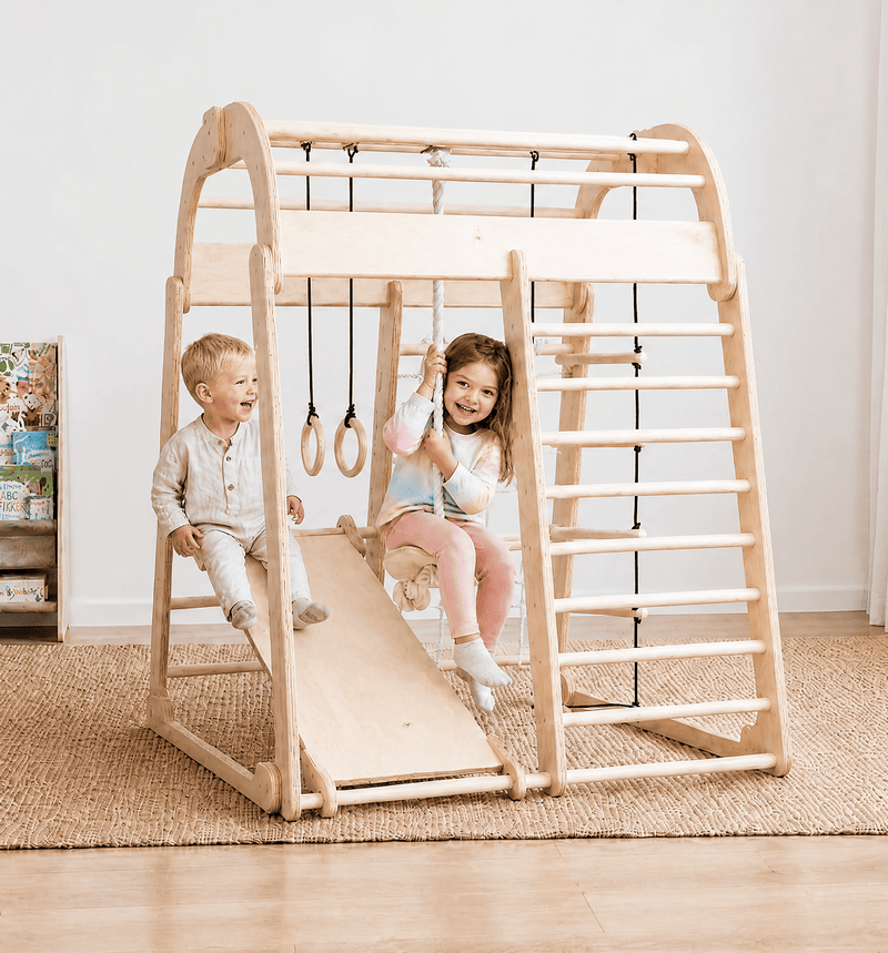 7in1 Indoor Playground for Toddlers: Playground + Swings Set + Slide Board + Art Set