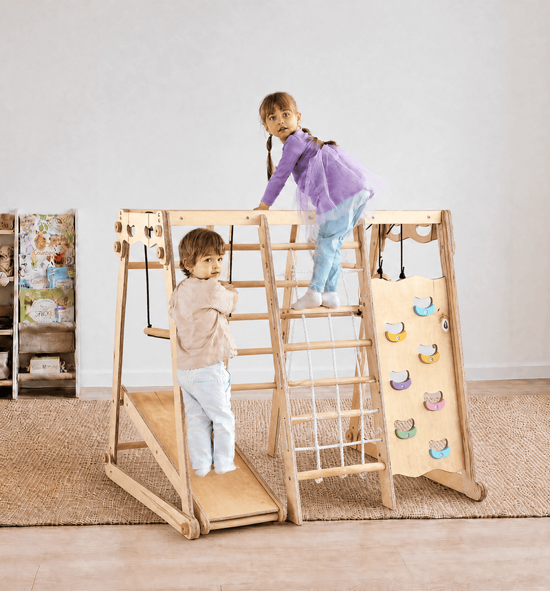 6in1 Indoor Playground for Toddlers - Playground + Swings Set + Slide Board + Rope + Stairs