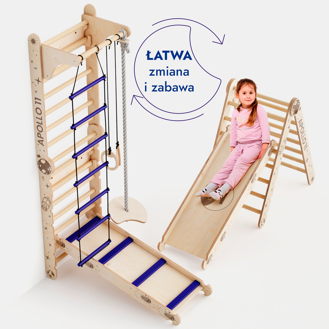 Apollo Swedish Wall / Climbing ladder for Little Austronauts + Moon swing Set + Slide Board