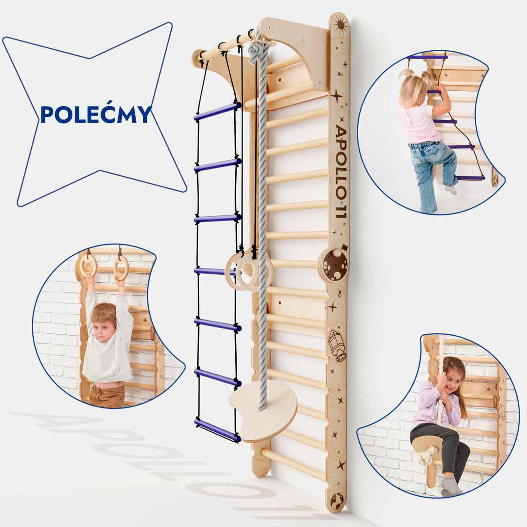 Apollo Swedish Wall / Climbing ladder for Little Austronauts + Moon swing Set + Slide Board