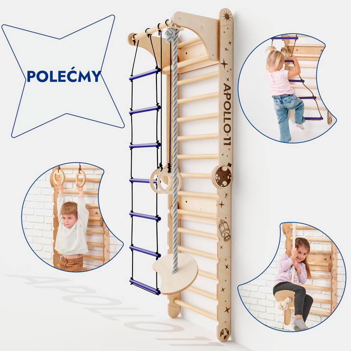 Apollo Swedish Wall / Climbing ladder for Little Austronauts + Moon swing Set + Slide Board