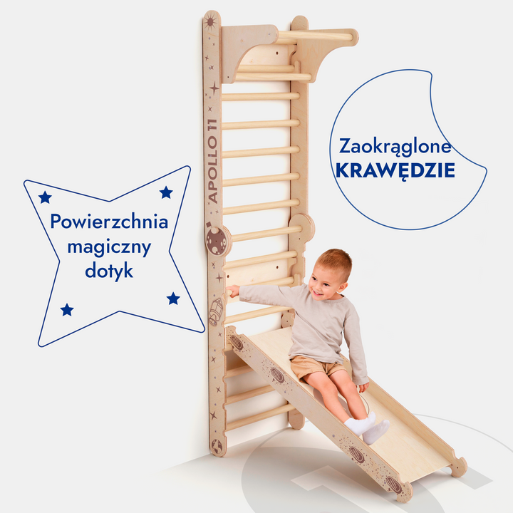 Apollo Swedish Wall / Climbing ladder for Little Austronauts + Moon swing Set + Slide Board