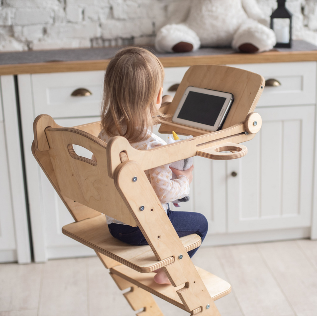 Growing Chair for Kids - Kitchen Helper with Tabletop – Beige